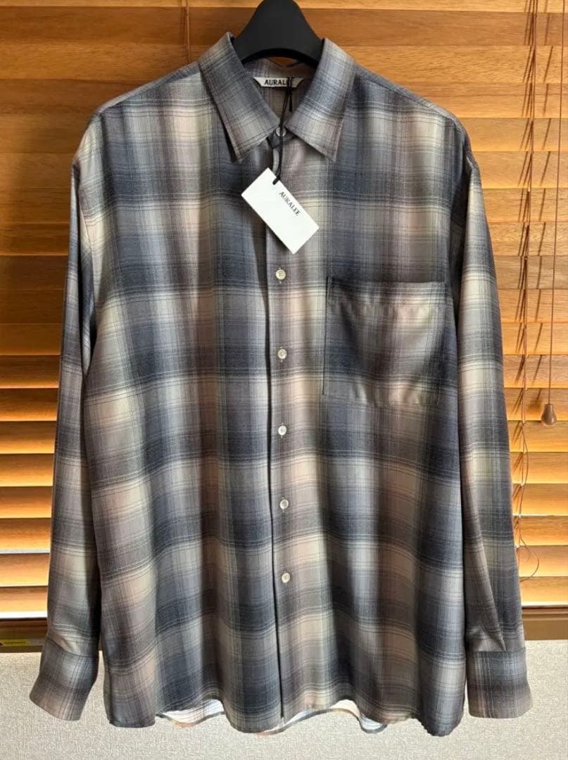 24AW auralee スーパーライトウールチェックシャツ size4 - メルカリ
