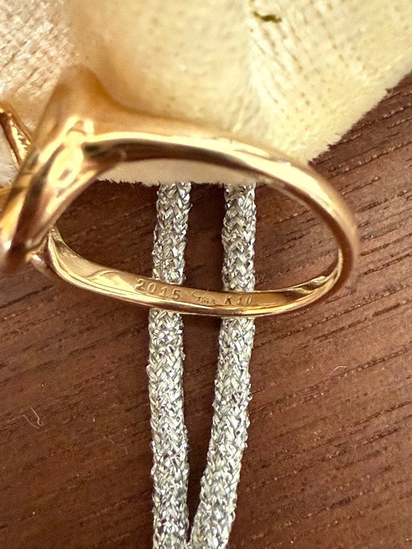 STAR JEWELRY K10YG x クリスタル 星と月デザインリング