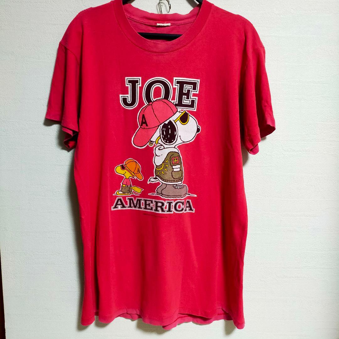 90年代 スヌーピー ヴィンテージTシャツ サイズL相当 90s PEANUTS Print S/S Tee 赤 L ピーナッツ 半袖 Tシャツ SNOOPY