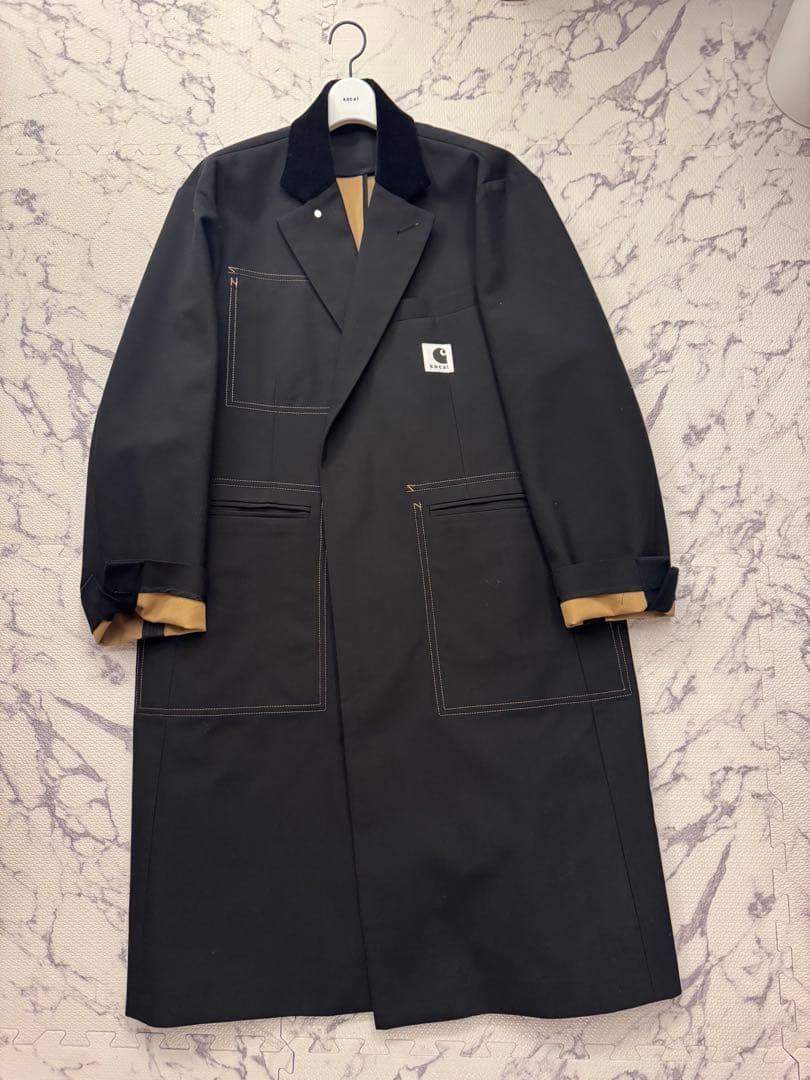 sacai Carhartt サカイ×カーハート　ブラック トレンチコート ◇新品未使用／定価出品◇sacai×Carhartt サカイ カーハート コート