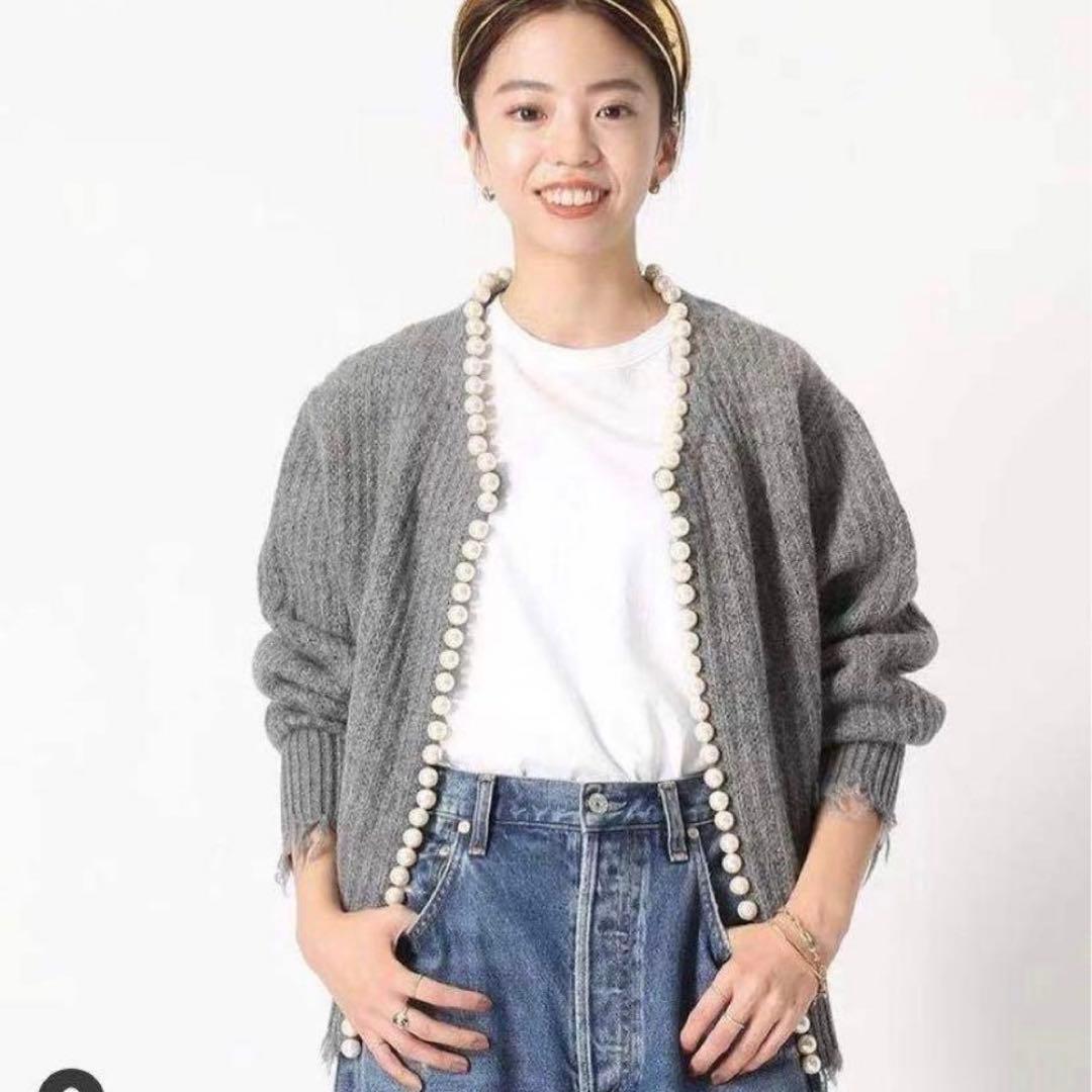 MADISONBLUE パール ダメージカーディガン MADISONBLUEのパールカーディガン【STANDARD BOOK 2023Autumn