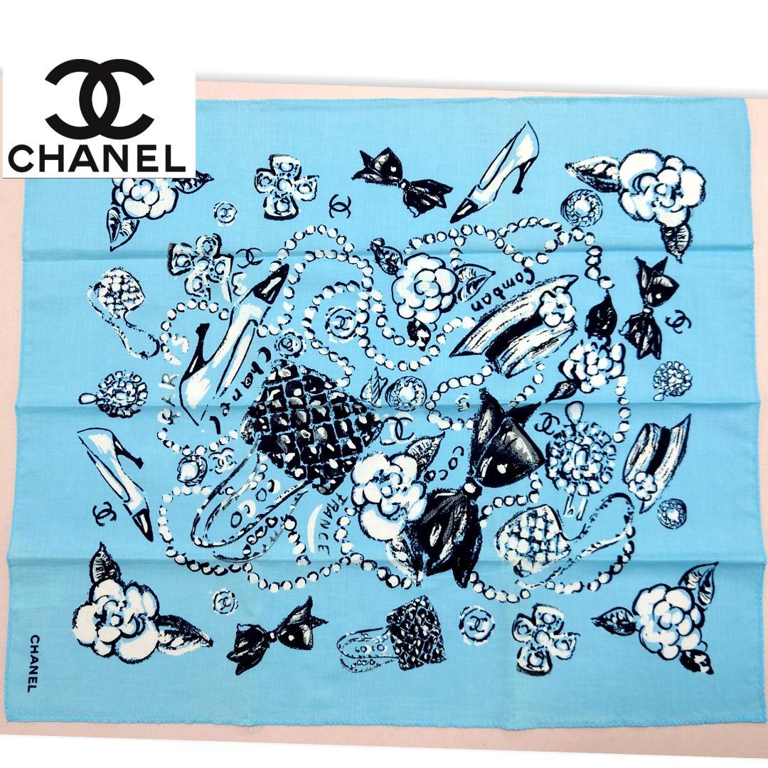 ★シャネル　CHANEL　コットン　ハンカチーフ　ミニスカーフ　ヴィンテージ CHANEL（シャネル） スカーフ/ハンカチ ハンカチ ココマーク ピンク