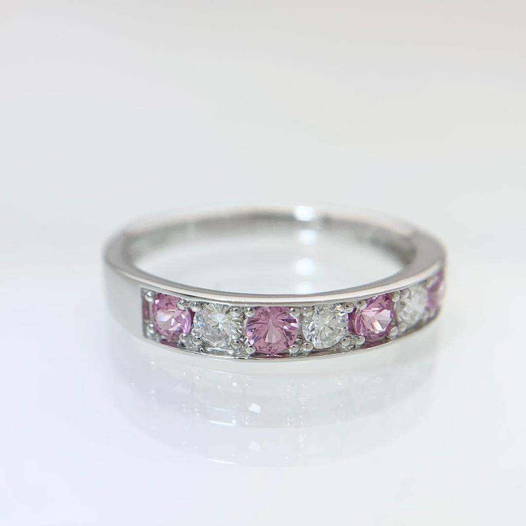 新品 パパラチアサファイア ダイヤモンド リング 0.35ct