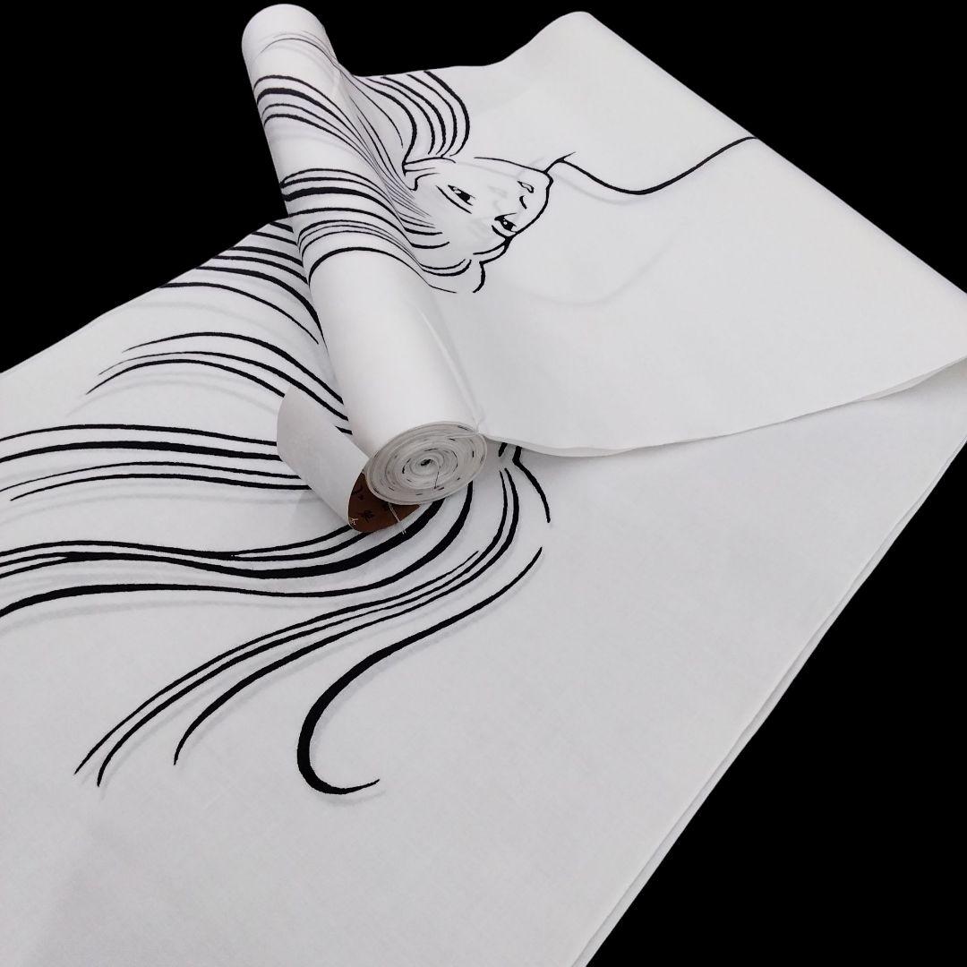 【小池屋謹製】萬田久子 クィンサイズ　浴衣 反物 綿　白　#4880