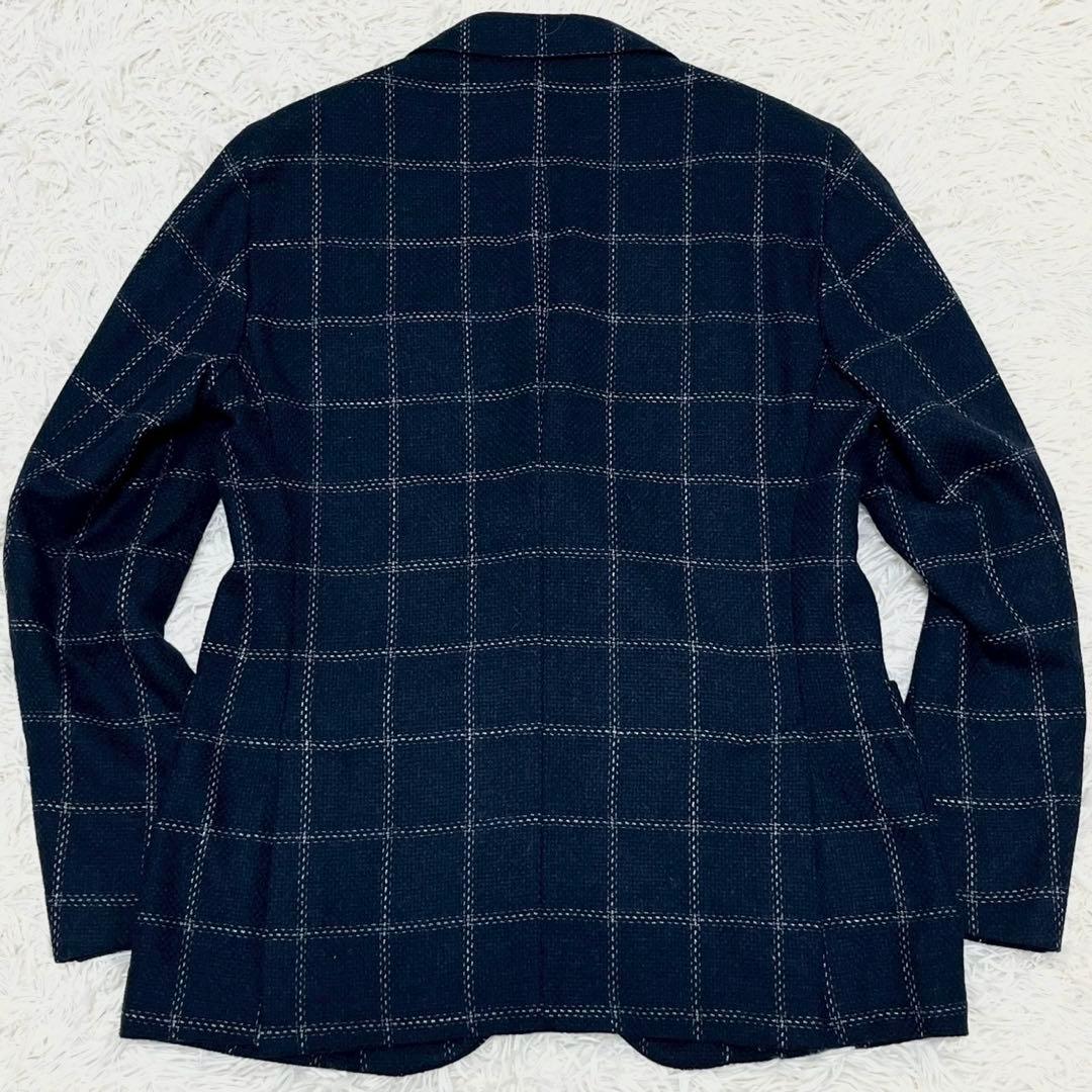極美品　L.B.M.1911 テーラードジャケット　チェック　ウール　紺
