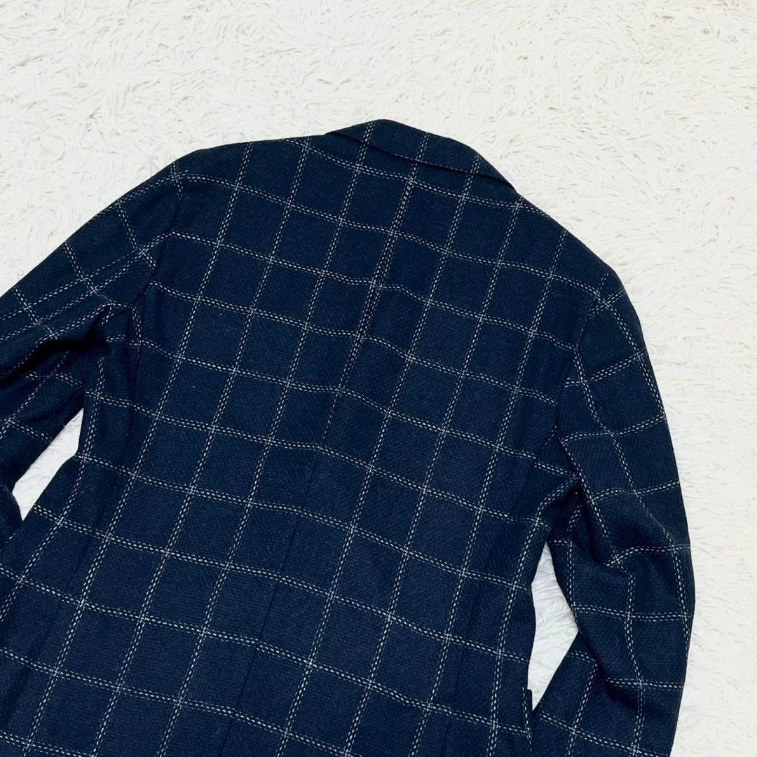 極美品　L.B.M.1911 テーラードジャケット　チェック　ウール　紺