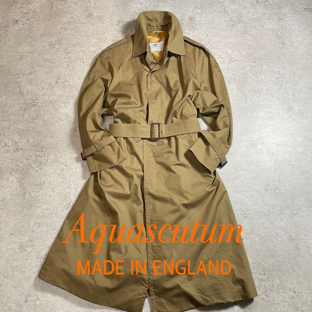 【美品 英国製】Aquascutum シングルトレンチコート マキシ丈 BASIC TRENCHCOAT MAXI