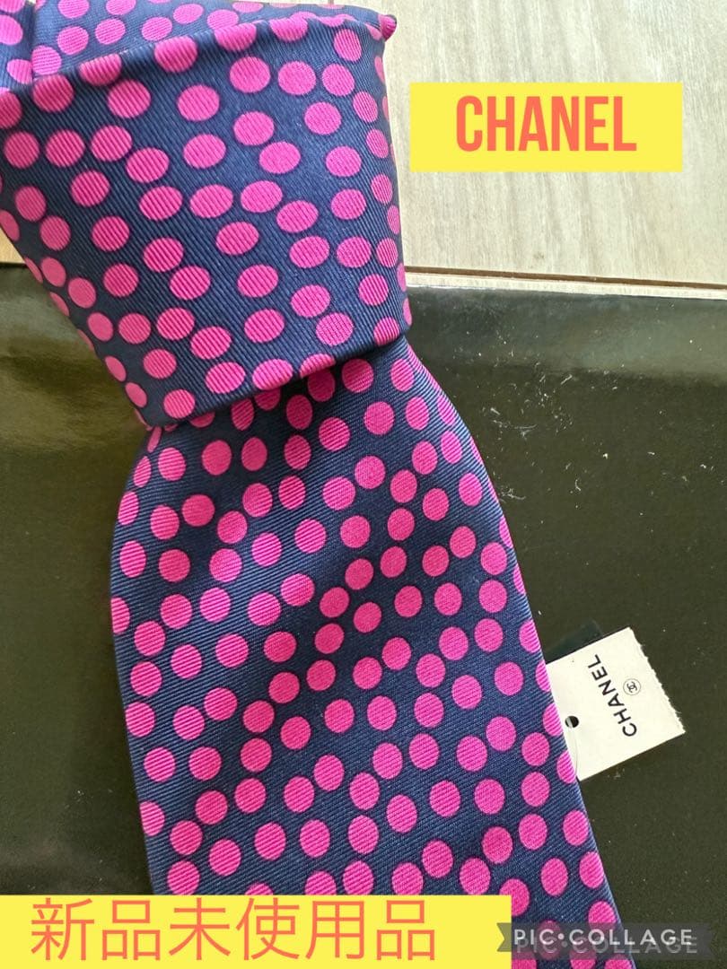 CHANEL 新品未使用タグ付き　ドット柄 ネクタイ 中古・古着通販】CHANEL (シャネル) ネクタイ 総柄 ドット フラワー