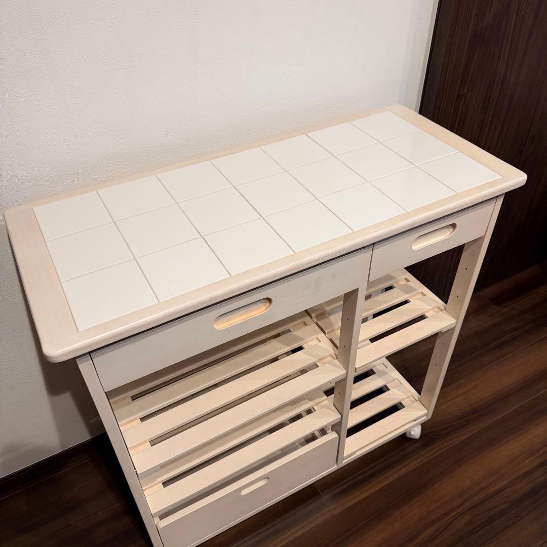 週末限定値下げ】B-COMPANY キッチンワゴン キャスター付き ホワイト