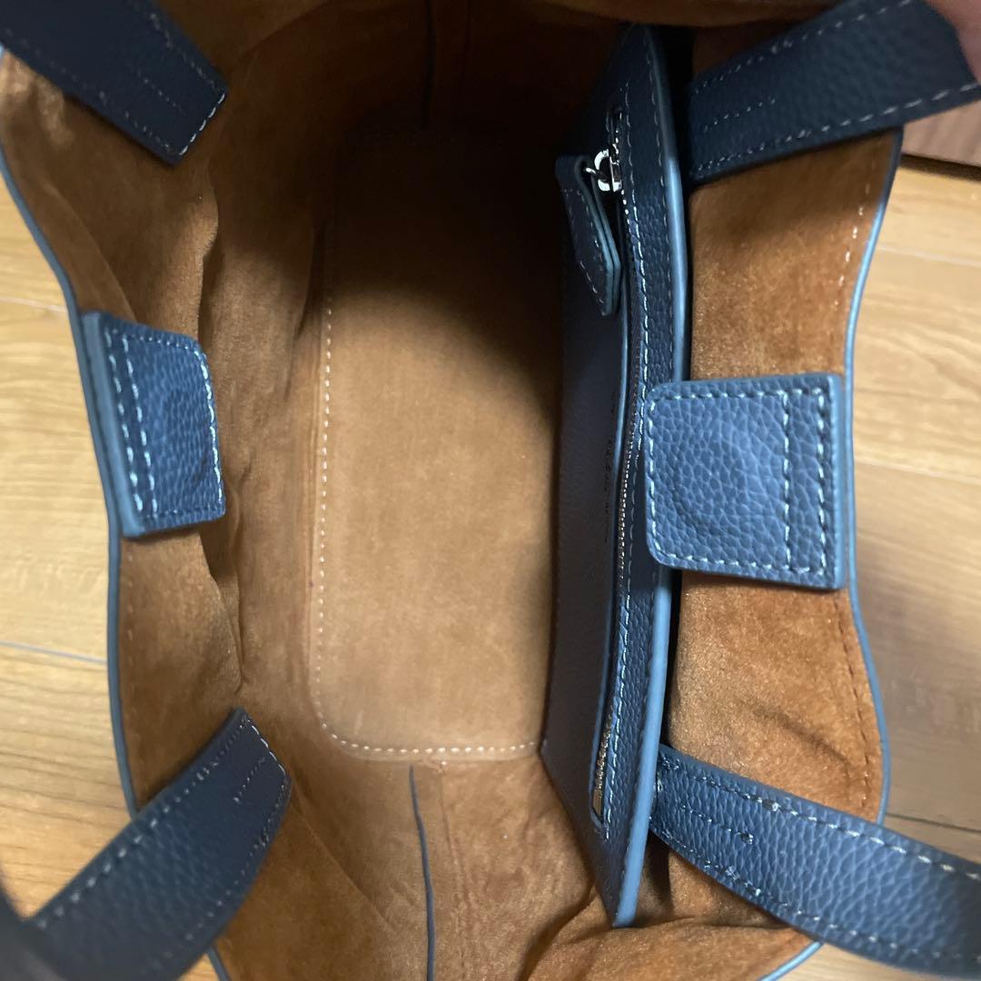 ユナイテッドアローズ UA M/F TOTE XS ブルー シボ 合皮 トート