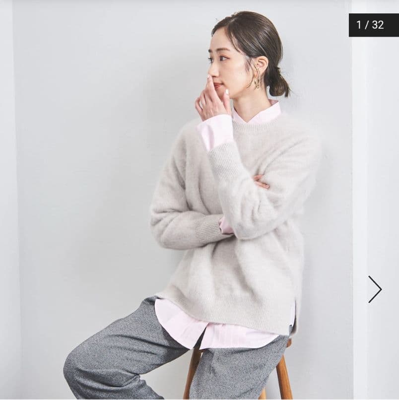 UNITED ARROWS フォックスカシミヤクルーネックニット