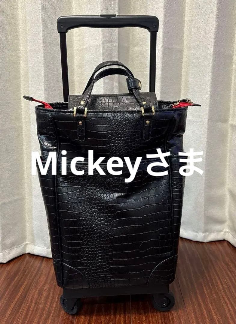 美品】SWANY スワニー クロコ型押しトートキャリーバッグ (黒) Lサイズ