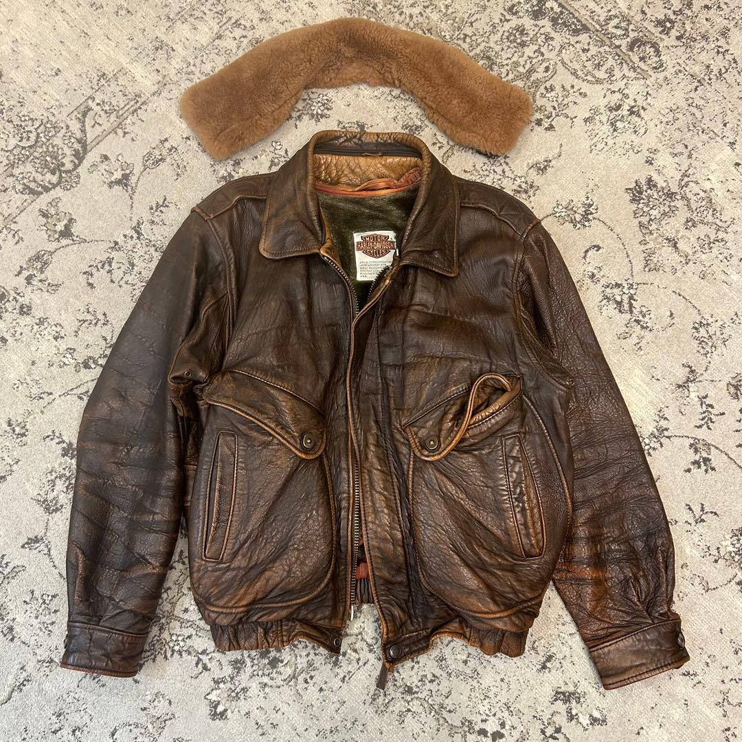 HARLEY-DAVIDSON G1 レザーフライトジャケット 襟ボア ライナー - メルカリ