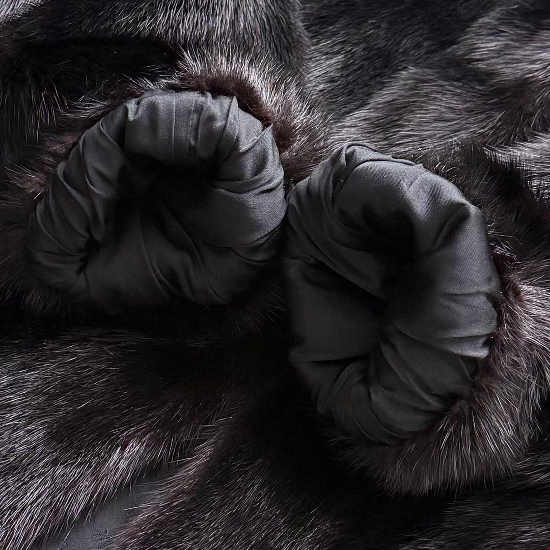 毛皮☆ブラックミンク MINK ファーコート なめし柔らか ハーフコート