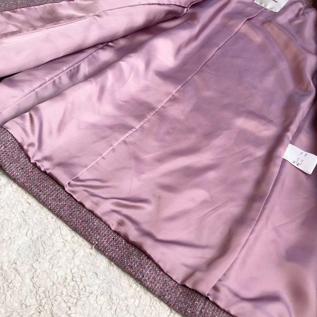 極美品・近年✨レリアン ツイード比翼スタンドカラーハーフコート