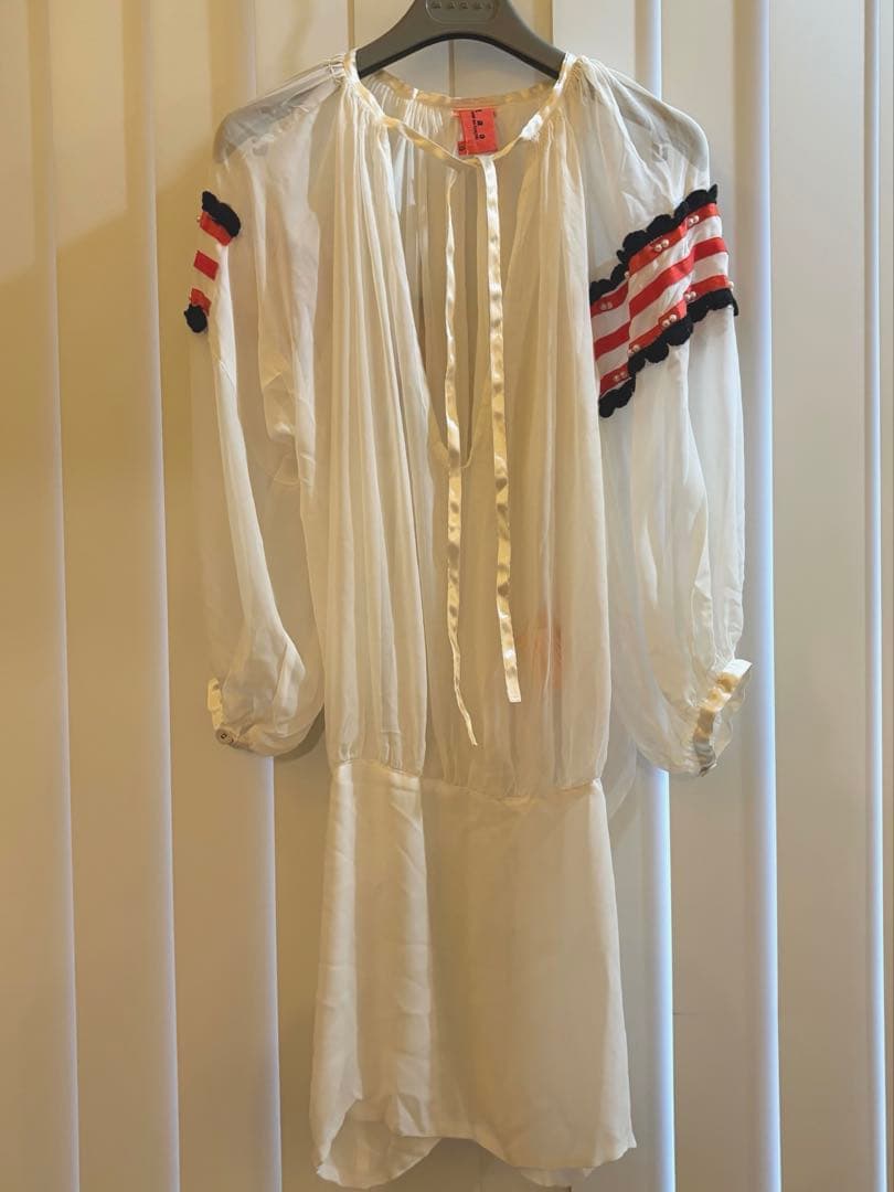 コムデギャルソン ホワイト シフォン チュニック 五分袖 コムデギャルソン ホワイト シフォン チュニック 五分袖