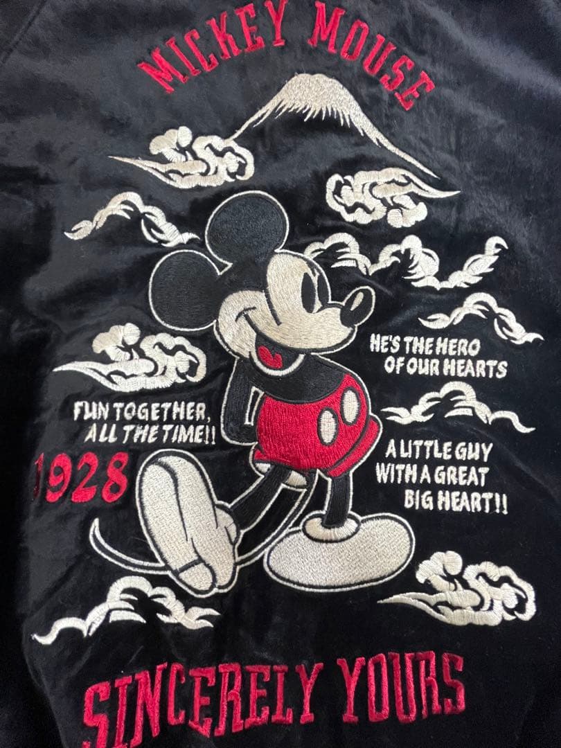 レア Disney ディズニー ミッキーマウス リバーシブル スカジャン 刺繍
