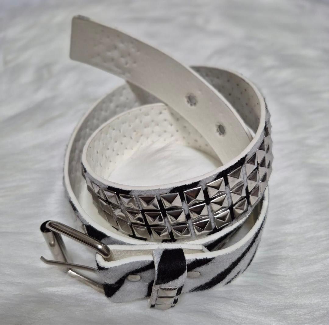 スタッズベルト ゼブラ アニマル y2k 平成 ギャル パンク ロック V系