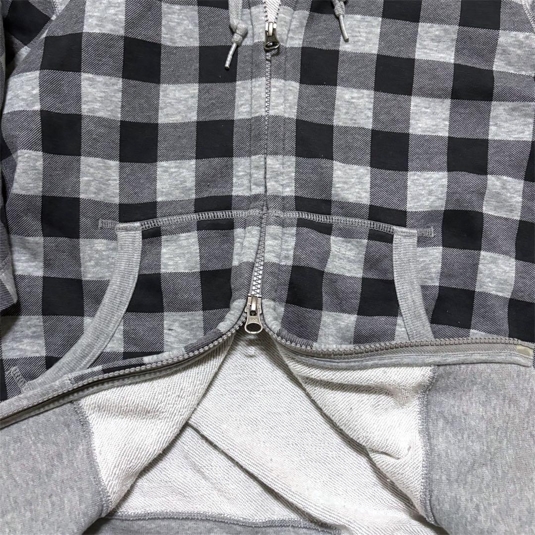 00s OLD UNIQLO ダブルジップパーカー チェック柄 y2k 短丈 - メルカリ