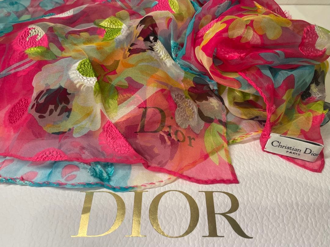 【新品未使用】ChristianDior 花柄シルク　ストール186✖️42センチ 楽天市場】【中古】美品 クリスチャンディオール スカーフ シルク100
