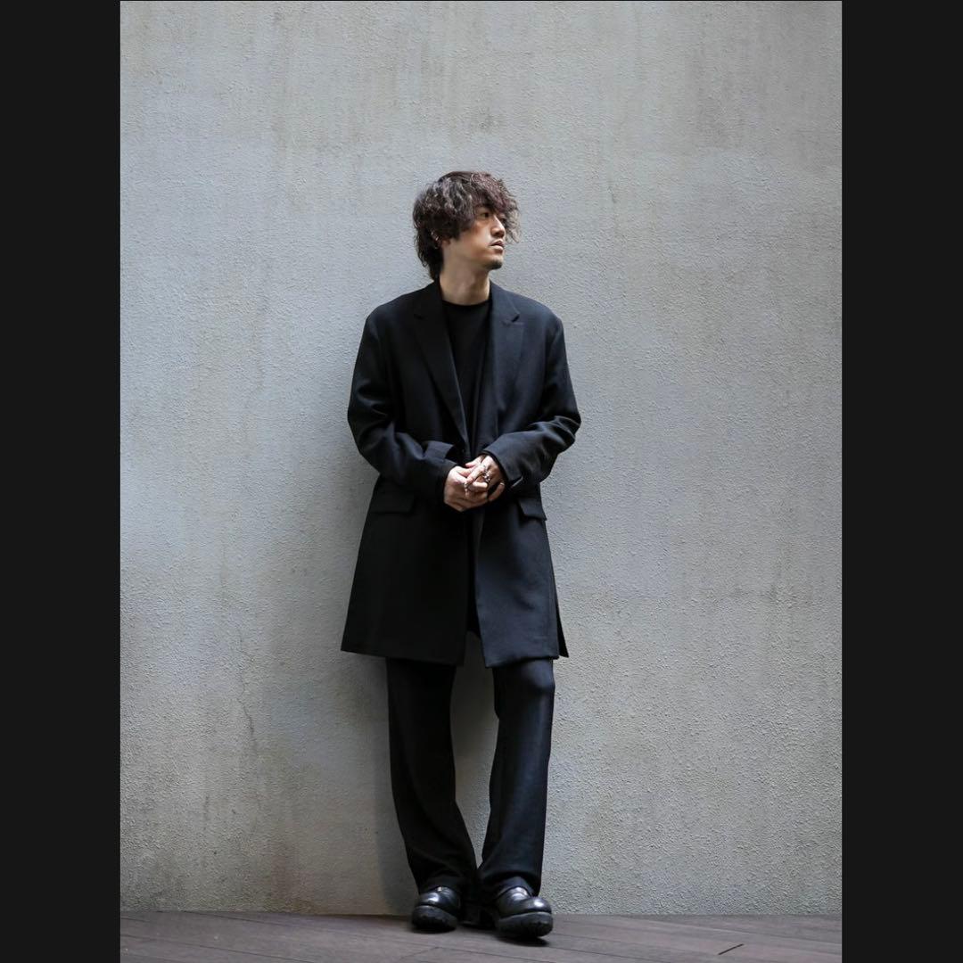 MBハイエンド尾州ウール テーラードジャケットコート Lサイズ ブラック