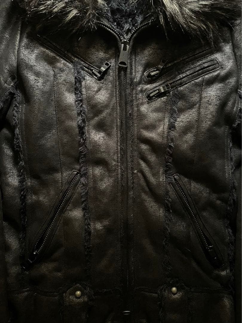 平成 ギャル ファー ジャケット ツギハギ 光沢 y2k フェアリー