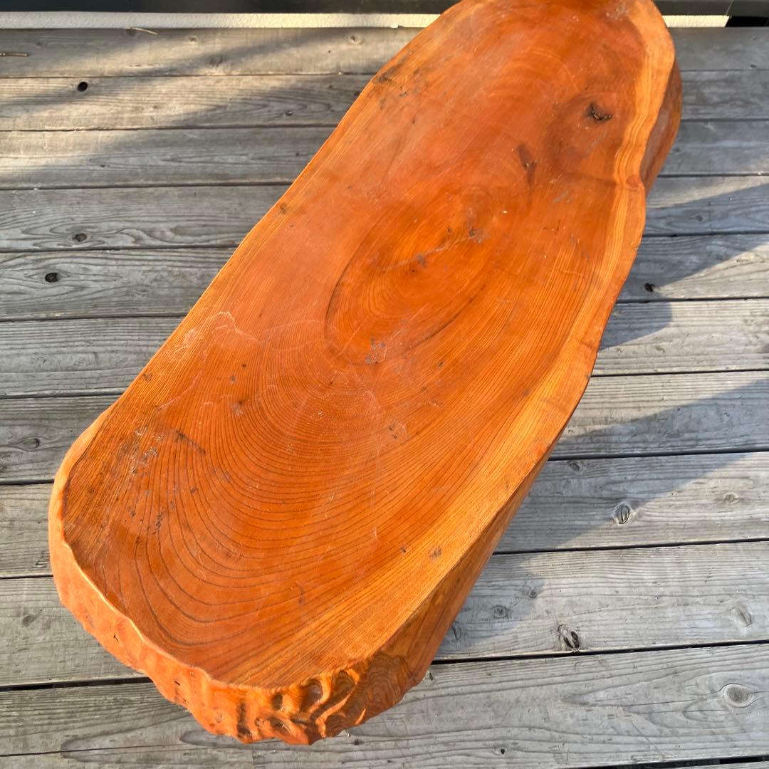 ②昭和レトロ 木製 天然木 欅材 一枚板 脚付き 座卓 センターテーブル