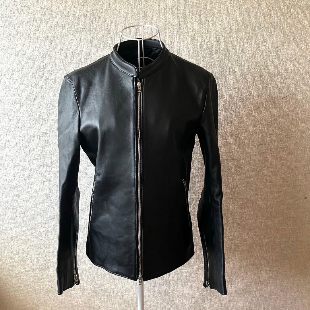 LIDNM リドム ラムレザー シングルライダース ダブルジップ ブラック