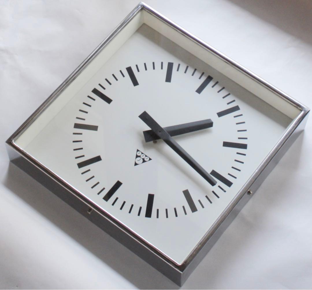 専用！希少！シルバー PRAGOTRON 33cmパラゴトロン インダストリアル PRAGOTRON パラゴトロン インダストリアル壁掛け時計（箱付き