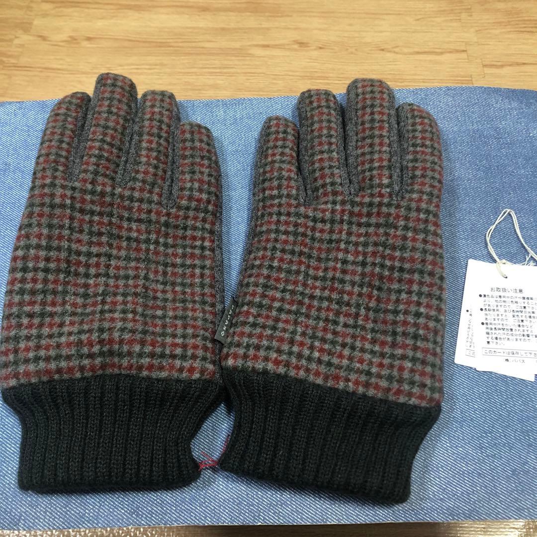 【リクエスト値下未使用】PAPAS➕ウール混紡 チェック柄手袋 WESTSEA（ウエストシー） 手袋 MOON スマホ対応 裏ボア コンビグローブ