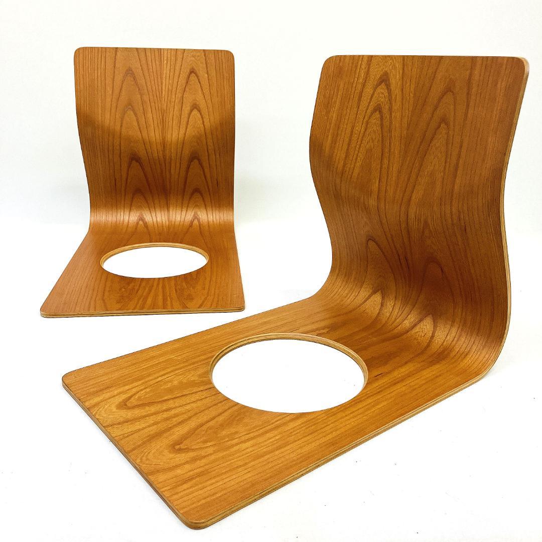 Tendo 天童木工 座椅子 2脚セット 藤森健次 曲げ木 ケヤキ板目 曲木⑱