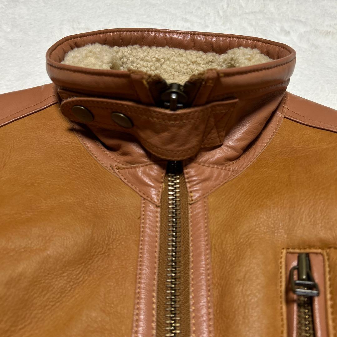 美品AVIREX リアルムートン レザーライダースジャケット 羊革 B-3