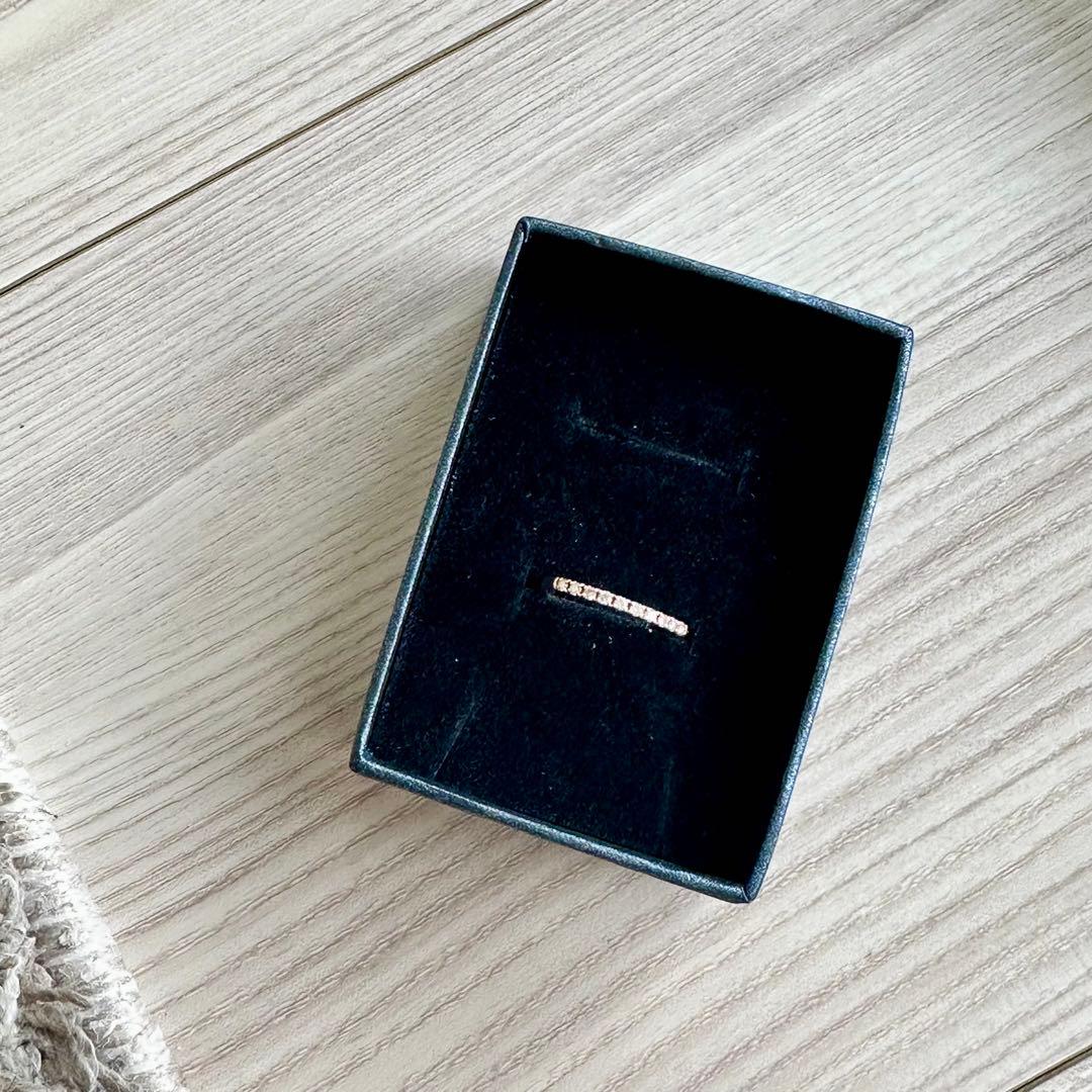 【美品】7号 K10 PG ダイヤモンド リング 0.11ct