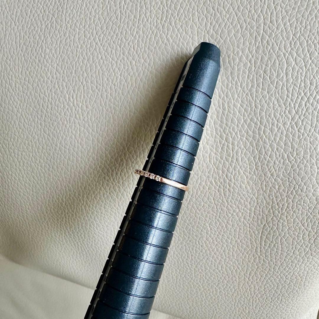 【美品】7号 K10 PG ダイヤモンド リング 0.11ct