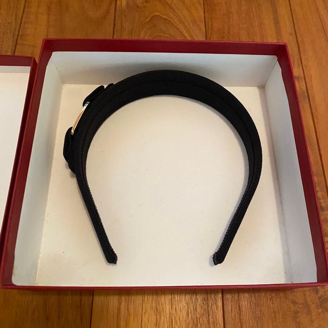 極美品】Salvatore Ferragamo ブラック リボン ヘアバンド