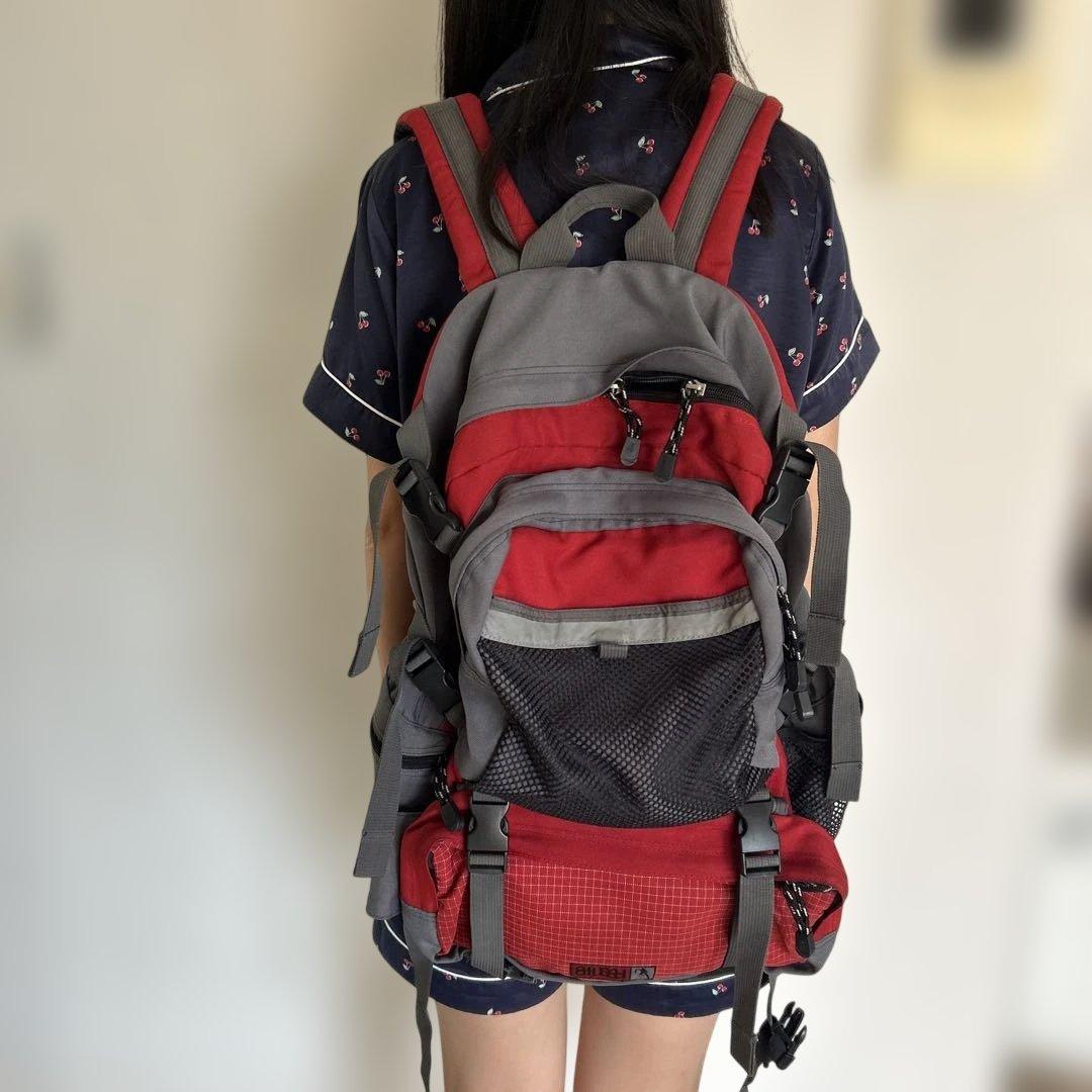 ステューシー old stussy付きリュック 赤/グレー - メルカリ