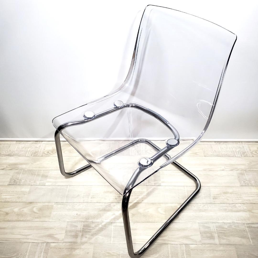 美品☆IKEA イケア☆TOBIAS トービアスチェア☆クリア クロムメッキ