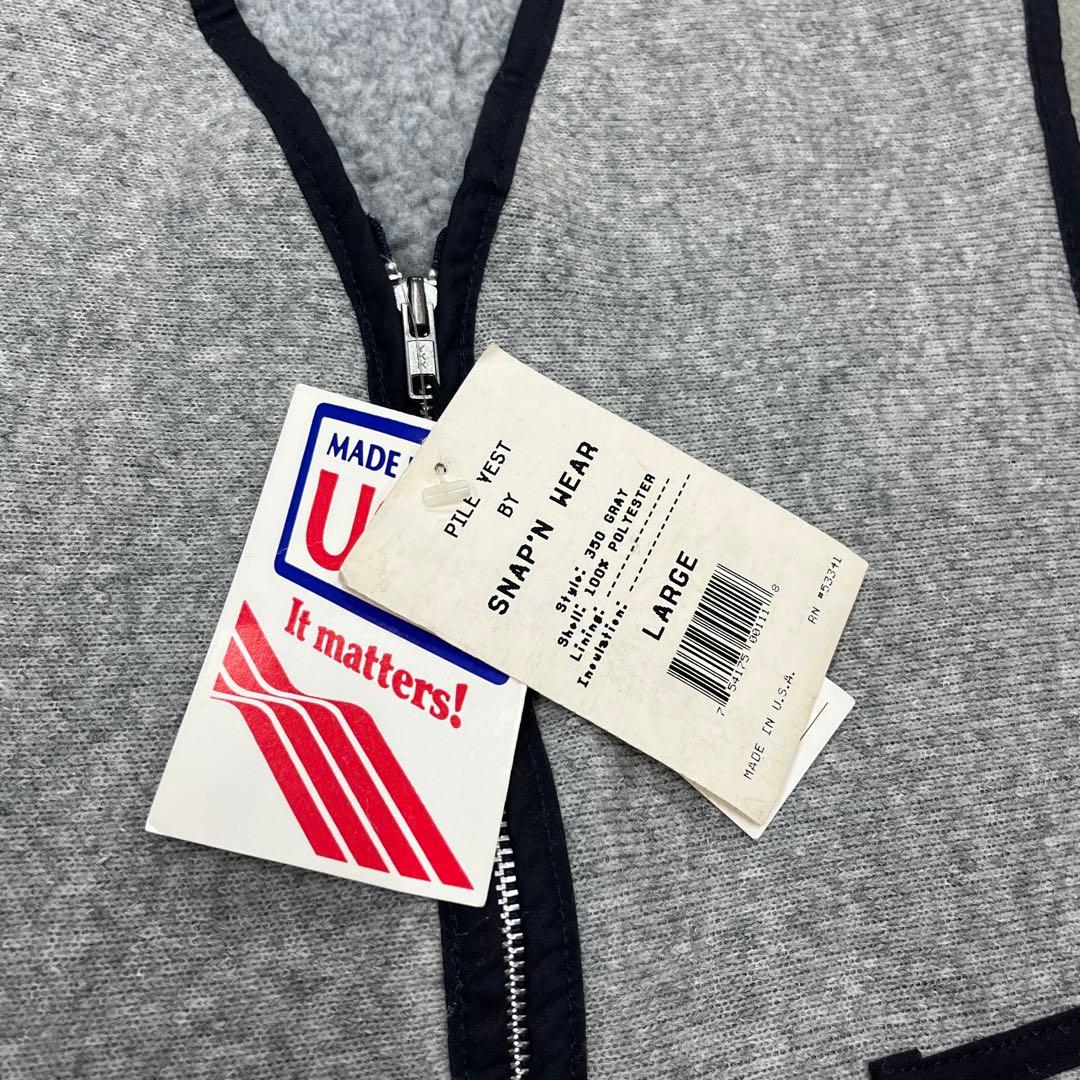 デッドストック SNAP'N WEAR USA製 パイルベスト フリース L