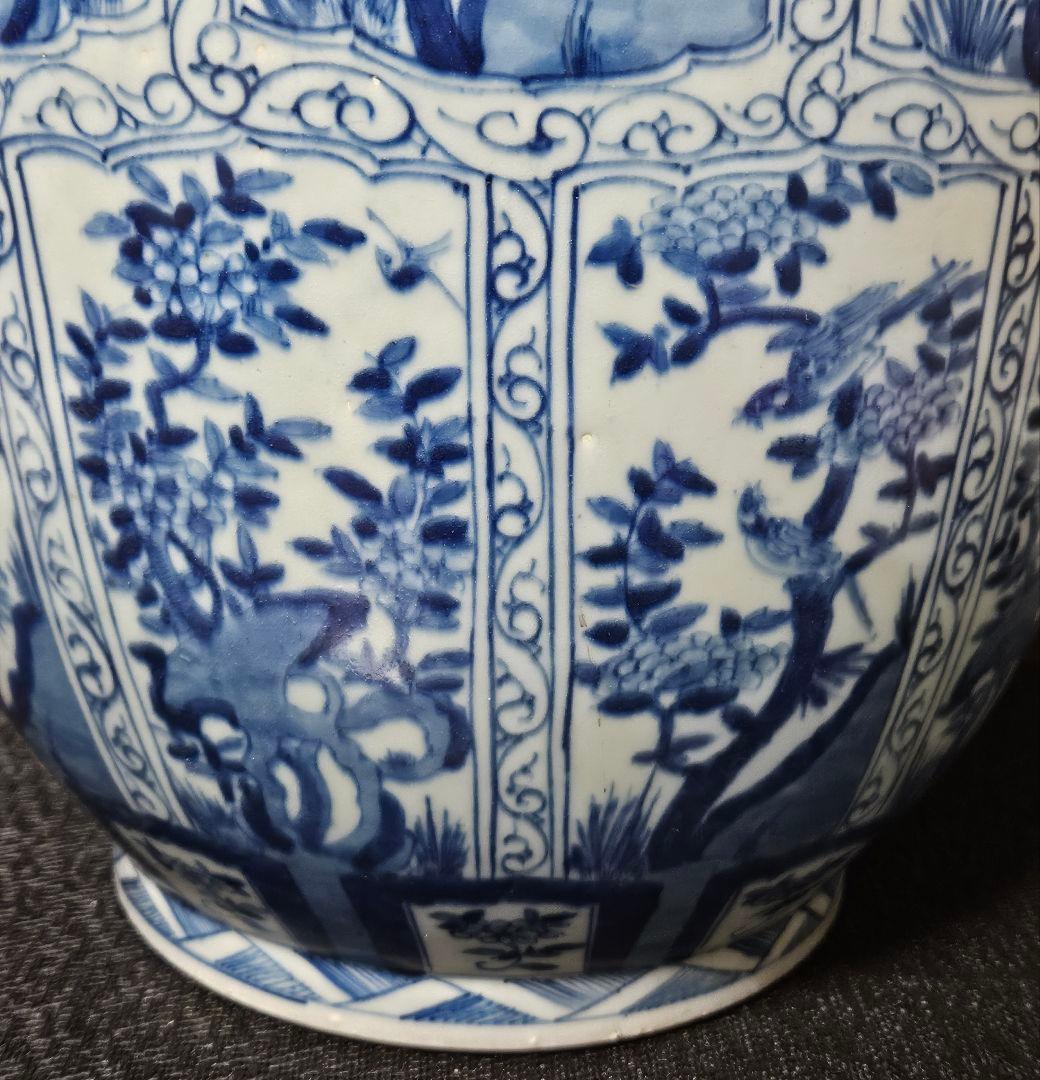 専用ページ❗】中国古陶磁器 清朝清代 青華 鳥に草花図 高さ40.6cm 大