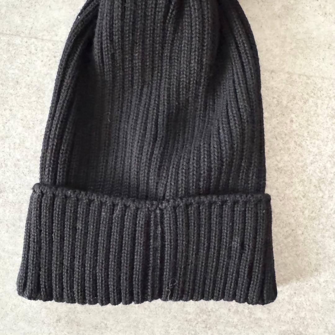 モンクレール ボンボンニット ニット帽 ビーニー ロゴワッペン 黒 L