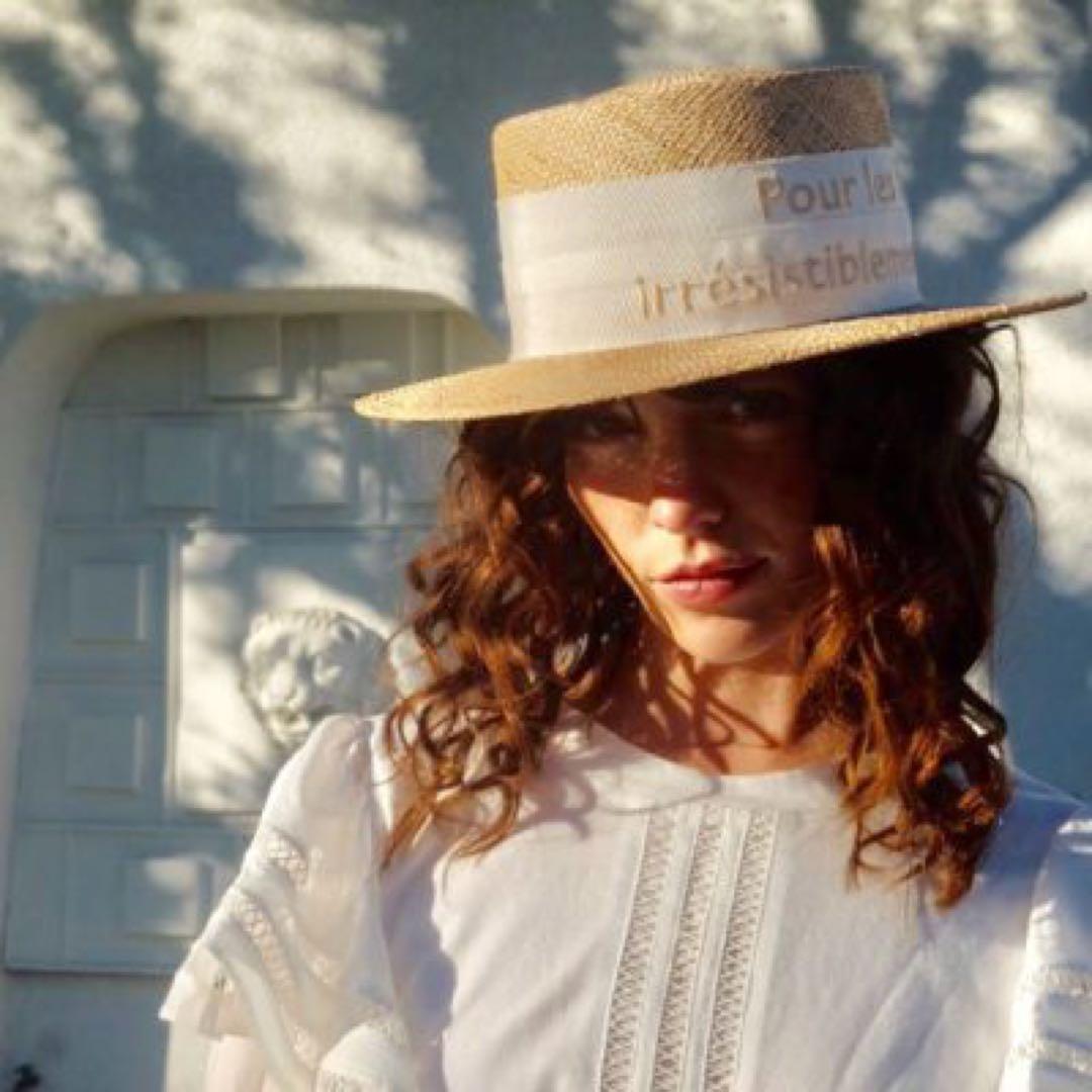 ぽんちゃん　シャポードォー　カンカン帽　バオキャノチェ Chapeau d' O Straw-B Casablanca Logo | 57.5cm(75) BLACK (01