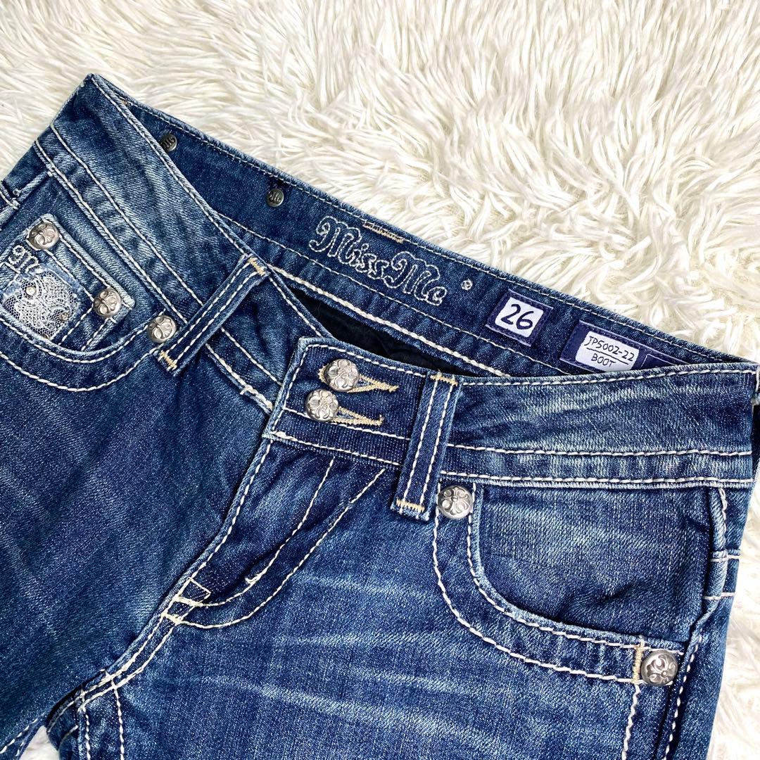 良品✨Miss me デニム フレア スタッズ JP5002 26 ビジュー - メルカリ