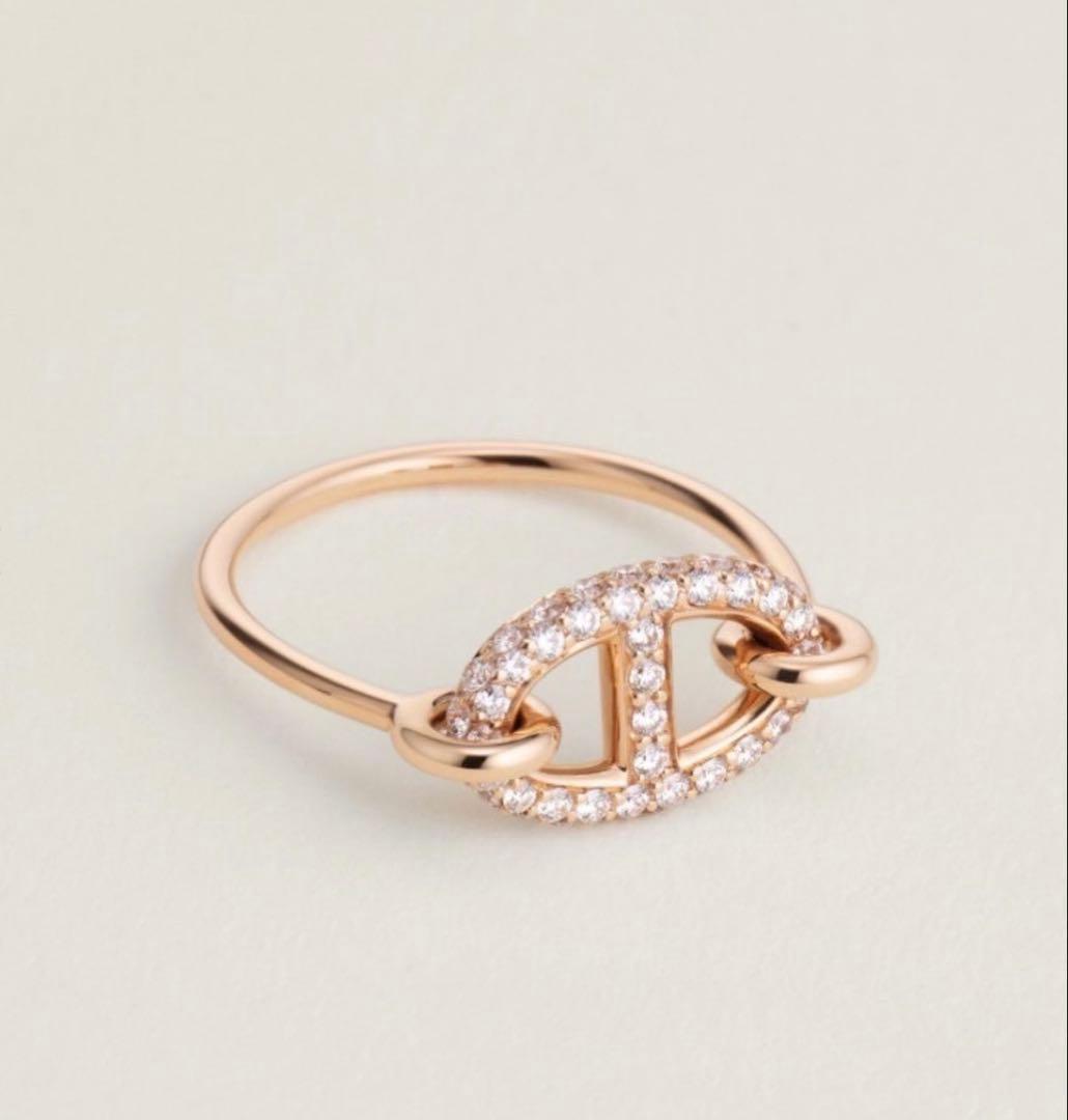 極美品】エルメス ファランドール ダイヤ ピンクゴールド リング 10号