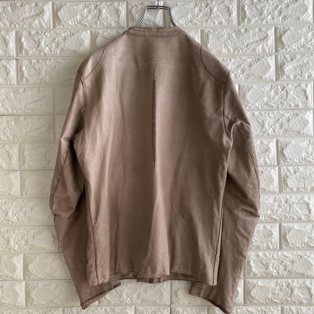 牛革】 Sisii ベージュ レザージャケット スタンドカラー S 4434