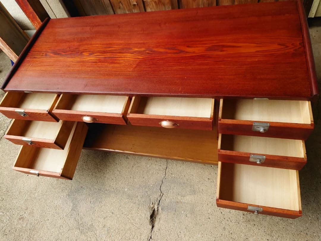 タモの両袖文机　《リペア済》