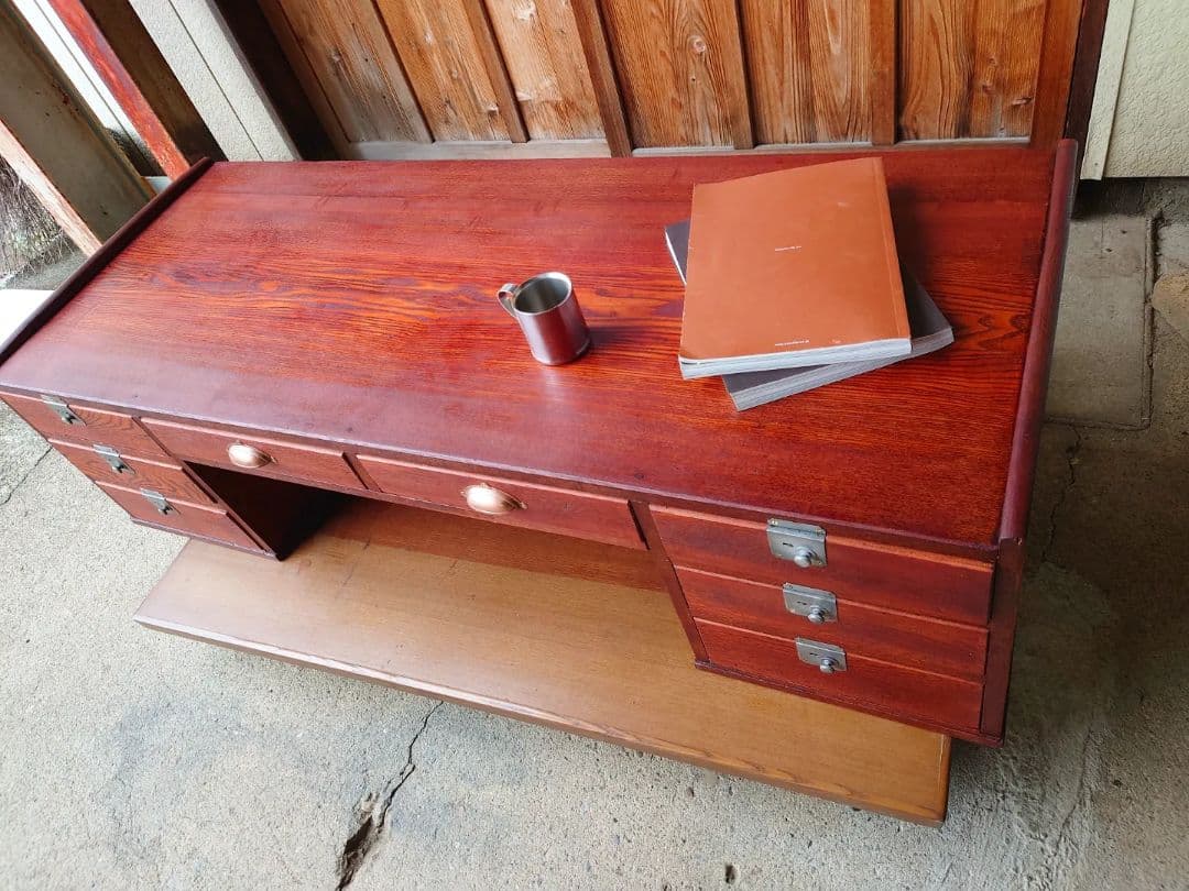 タモの両袖文机　《リペア済》