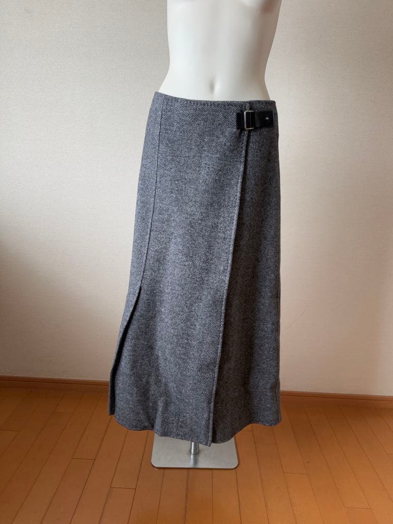 ebure エブール ウールツイルリバーラップスカート 21AW美品グレー