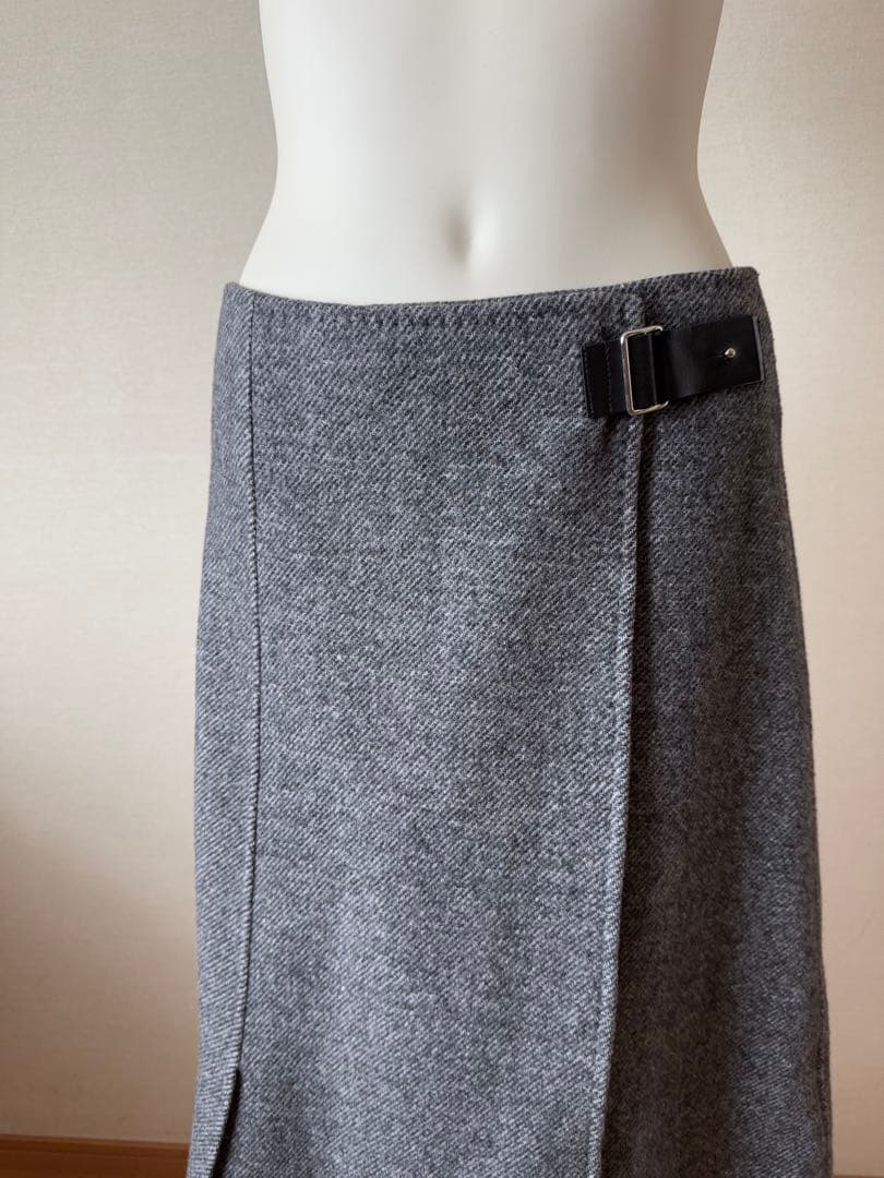 ebure エブール ウールツイルリバーラップスカート 21AW美品グレー