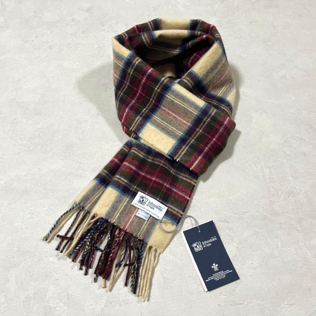 新品 ジョンストンズ カシミヤストール ヘシアンドレススチュワート
