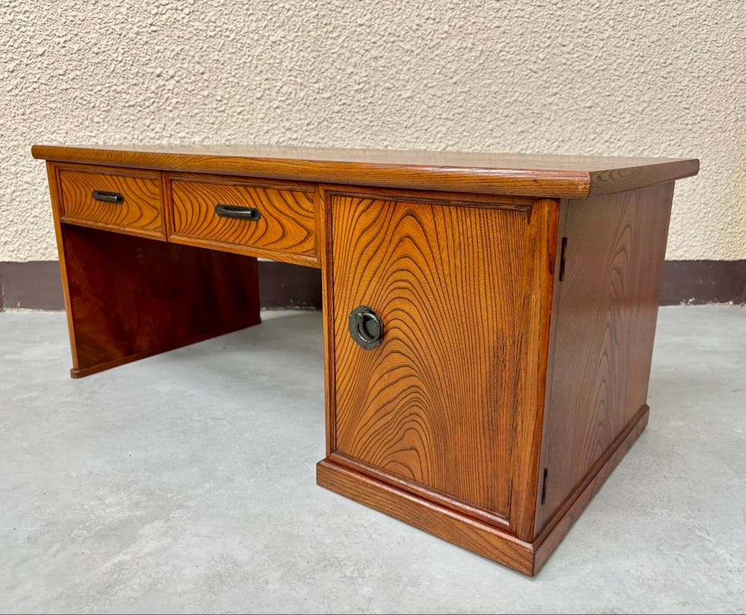 昭和レトロ 文机　ローデスク　引出し2杯　ローボードにも 文机 和風 ローデスク 幅90cm パソコンデスク ロータイプ お座敷机